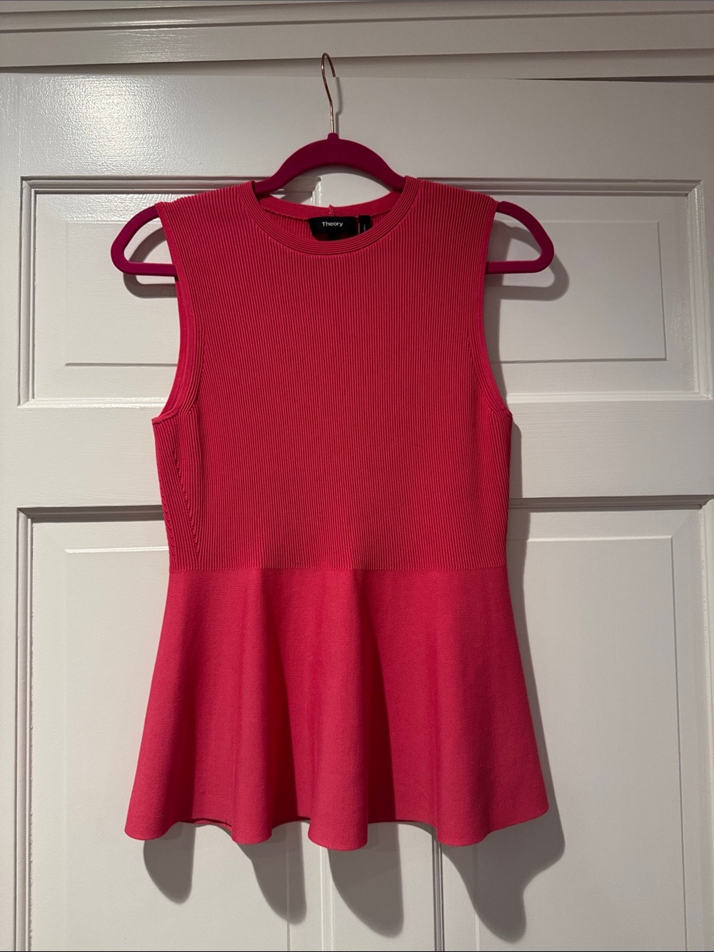Theory Sleeveless Peplum Tank Top in coral  Pink